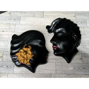 Vtg. ABCO Alexander Backer Mid Century Modern Art Deco Man & Woman Chalkware